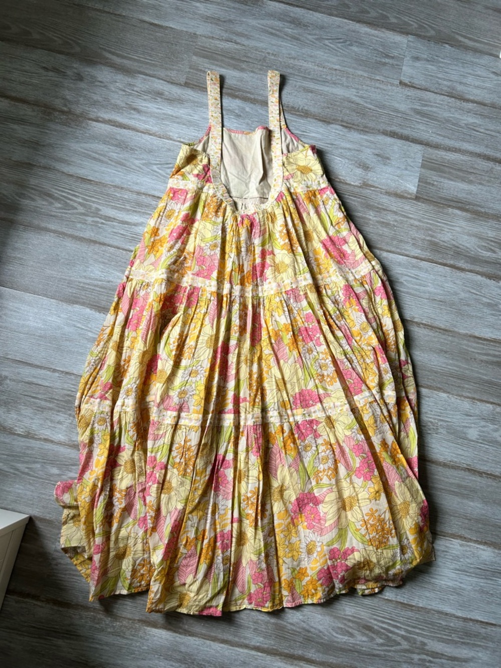 American Eagle Boho Floral Tiered Maxi Dress in Yellow & Pink - Picture 2 of 5